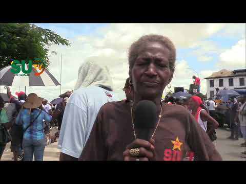 Dag 3 protestactie tegen beleid van Chan Santokhi, Suriname Paramaribo