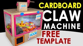 FREE TEMPLATE! How To Make Arcade Hook Game | DIY Cardboard Clawlike Machine