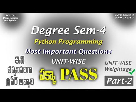 Degree Semester 4 - Python Programming Most Important Questions UNIT-WISE Weightage Part 2