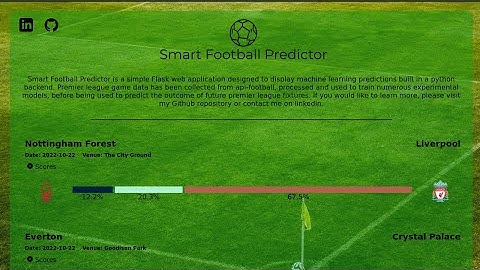 EPL GAMES PREDICTION SYSTEM IN PYTHON/FLASK | FREE SOURCE CODE