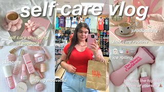 SELF CARE VLOG ‍♀ night routine, self care shopping at sephora, skincare, hygiene & productivity