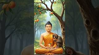 Buddha Meditating Under A Tree With Monkey Picking Fruit  #phatphap #buddha