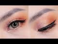 Glitter peach orange eye makeup | Makeup mắt tông cam đào lấp lánh