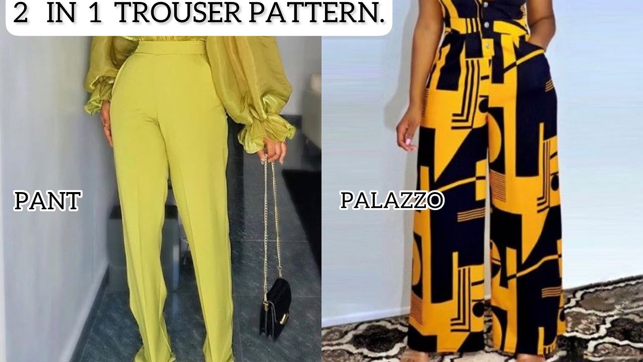How To Draft A PANT TROUSER And A PALAZZO TROUSER With POCKET…2 in 1 ...