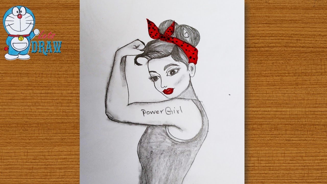 drawing a power girl sketch easy wayoutline art masterone pencil