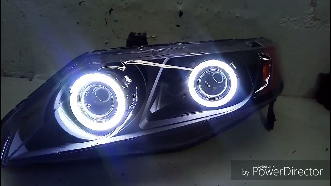 Farol Retrofit New Civic Quatro projetores Bixenon + angel e Devil eyes
