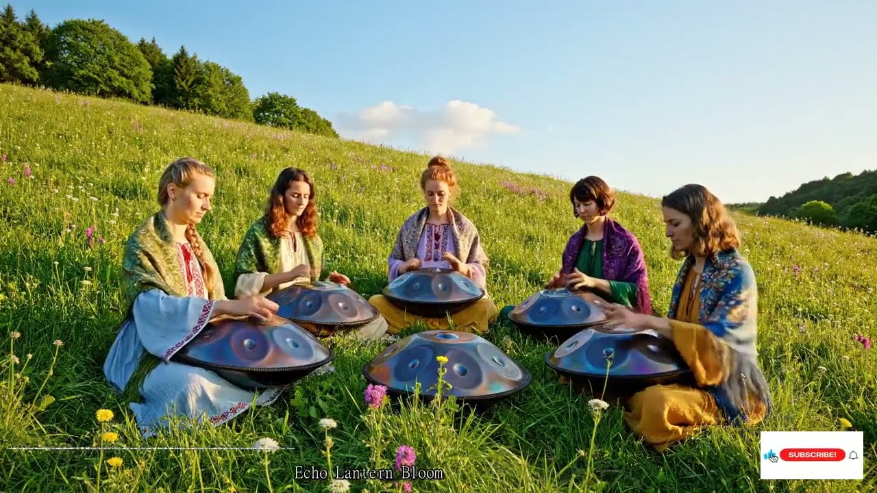 Спокойная ночь в лесу с журчанием реки и пением птиц под мягкое звучание хэнпана для глубокого сна и