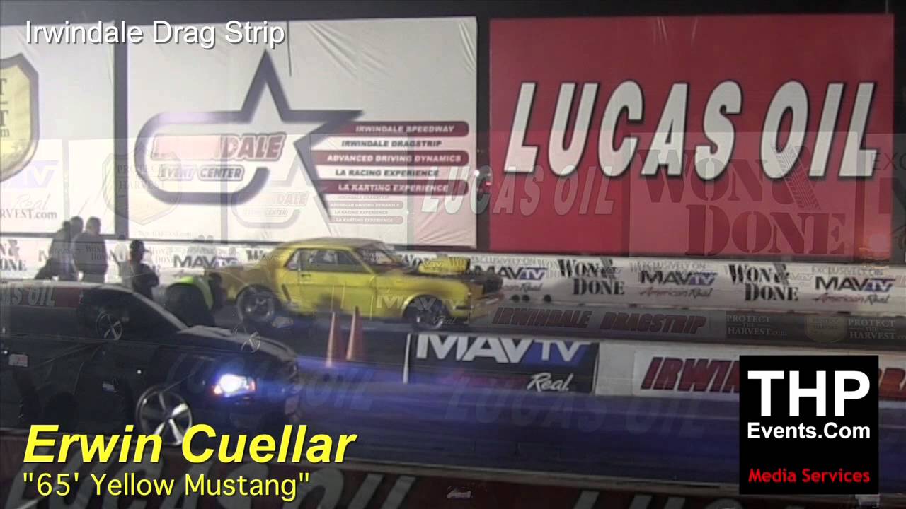 ‪Erwin Cuellar‬ 65 Yellow Mustang Irwindale Drag Strip
