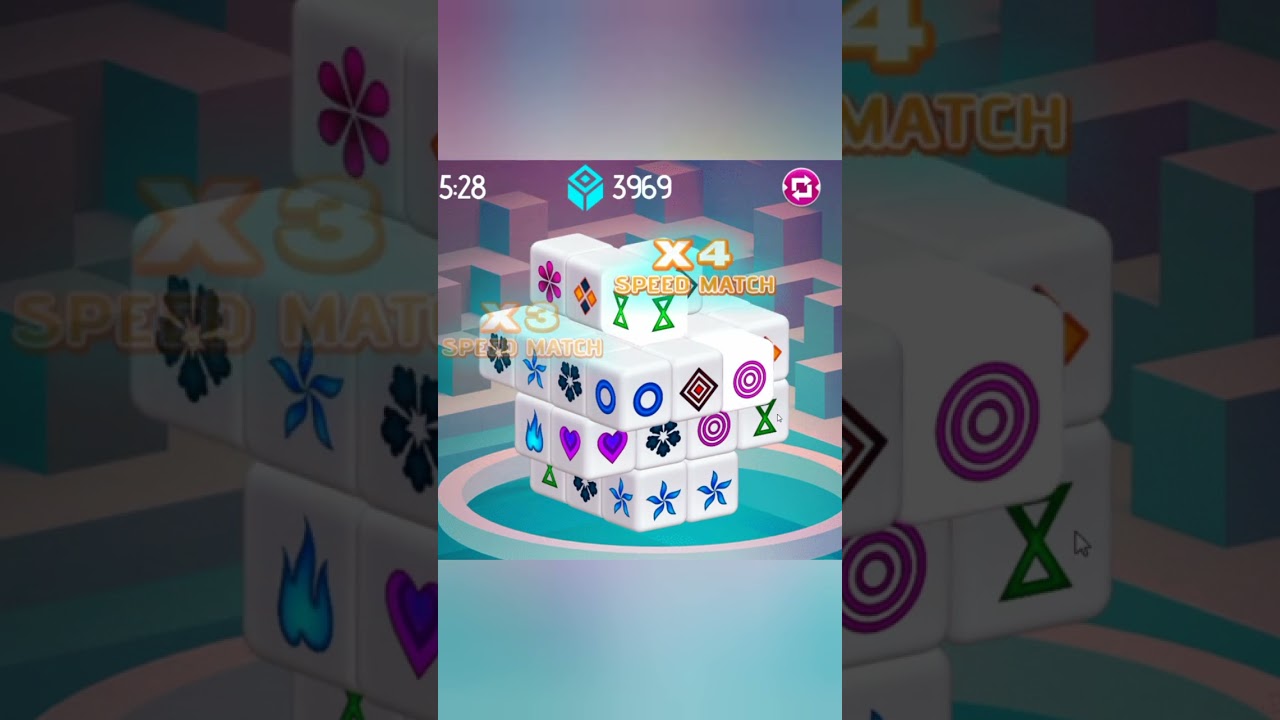 Mahjong Dimensions 3D головоломка, поиск двух одинаковых кубиков, быстрая игра