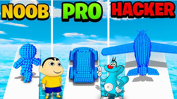 SHINCHAN OGGY PLAYING AMAZING PIXEL BATTLE WITH MAN CAR PLANE GAME CHALLENGE | NOOB PRO HACKER GAME