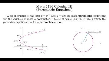 MAT 2214 Section 1.1: Parametric Equations