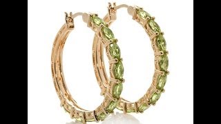 Technibond Oval Gemstone Hoop Earrings