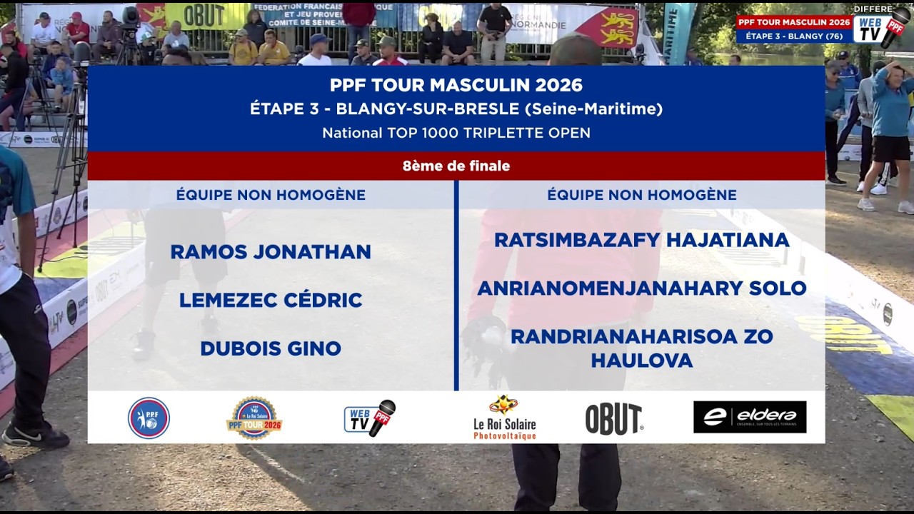 Miniature : PPF TOUR MASCULIN 2026 - Étape 3 - BLANGY-SUR-BRESLE - 8ème de finale - RAMOS vs Equipe MALGACHE
