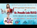 Live thanksgiving mass  perpetual profession of srpramila luis ufs  25apr2024  lourdes church