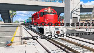 Trains vs Chain #2 and Cars vs Rails in BeamNG Drive screenshot 3