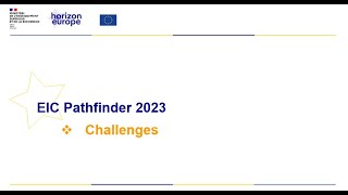 Webinaire EIC Pathfinder Challenges 2023