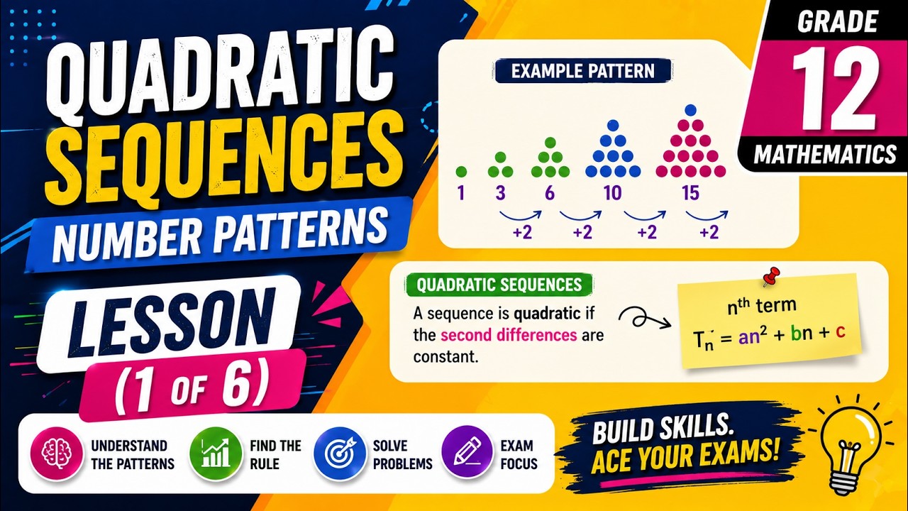 Lesson (1 of 6) Quadratic Sequences Grade 12 Mathematics Number ...