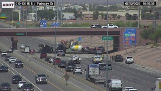 Fresh concrete spilled during crash on I-10 near Fairway Drive