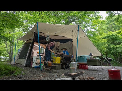 【２ルームテント】雨でも安心タープアレンジ🏕️革好きキャンパーキャンプ道具紹介 ロゴス