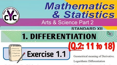 Exercise 1.1 (Q.2 : 11 to 18) | chapter 1 | Differentiation | class 12 | maths part 2 | MH board