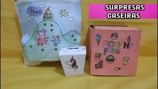 Abrindo Surpresas Caseiras Unicórnio Peppa Pig Squishy Food