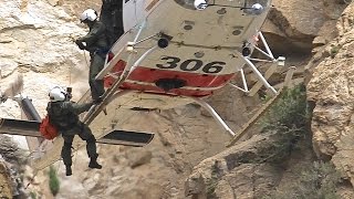 Helicopter hoist rescue at the waterfalls, Forest Falls Sept 11,2015