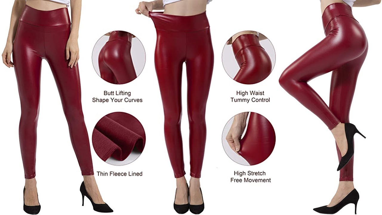 Tagoo Womens High Waist Faux Leather Leggings Pleather Pants  #LeatherLeggings #Shorts 