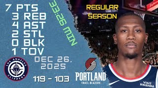 Kris Dunn Player Full High Lowlights vs BLAZERS 26 12 2025 NBA REGULAR SEASON