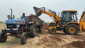 Jcb 3dx Eco Excallence Backhoe Loading mud in Sonalika Tractor || jcb and tractor video Part-03