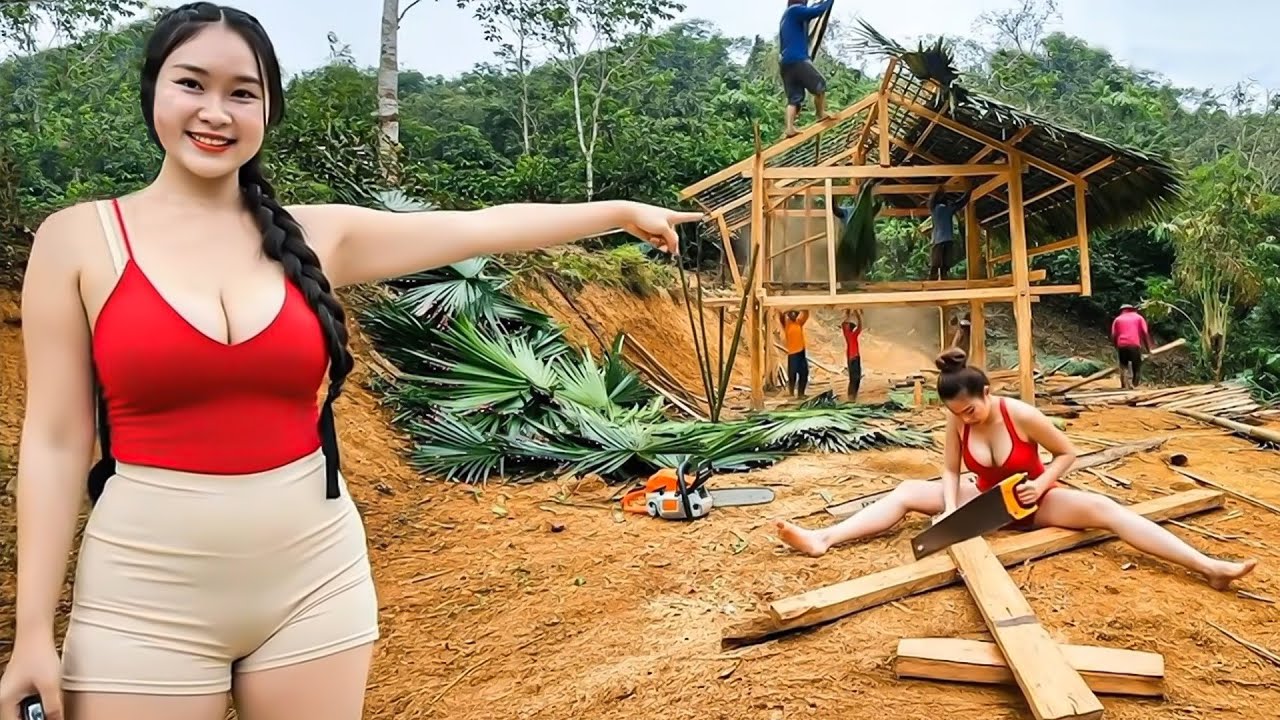 The talented young woman built luxurious traditional wooden house in 15 days - from start to finish