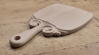 Carved beech cutting board, wood carving