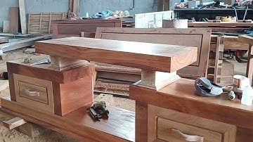 Bộ sofa gỗ nguyên khối | Review nghề mộc