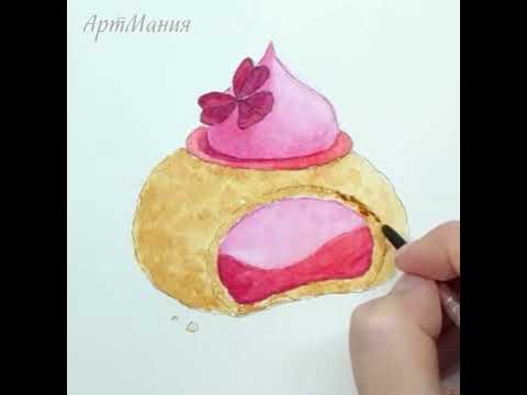 Реалистичное пирожное - Рисунок акварелью #watercolor #акварель # ...
