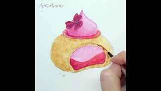 Реалистичное пирожное - Рисунок акварелью watercolor акварель drawing painting