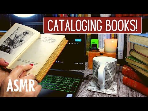 ASMR | Whispered Book Cataloging!  Library - Typing - Book Sounds at Coffee Time