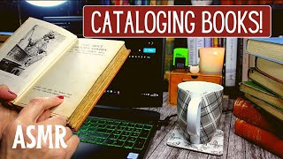 ASMR | Whispered Book Cataloging!  Library - Typing - Book Sounds at Coffee Time