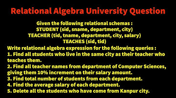 DBMS Lec 24 : Relational Algebra Practice Questions with answers | Dinesh Bhawnani | BIT DURG