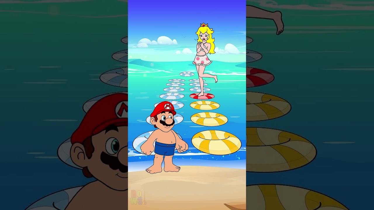 Peach-vs-Mario-Perfect-Step-Challenge #shorts