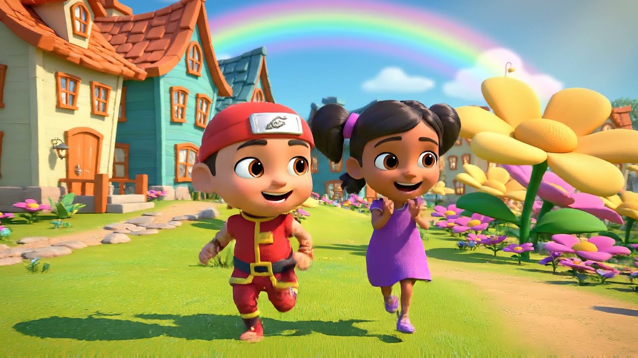 Fortnite Baby Ninja Slides Down the Rainbow | Kids Songs & Nursery Rhymes