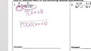 Adding/Subtracting Rational Expressions/Transformations...7-5...1/29/19