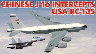 Chinese Shenyang J-16 Fighter Intercepts A U.S. Air Force RC-135 aircraft | Upscaled 4K Video