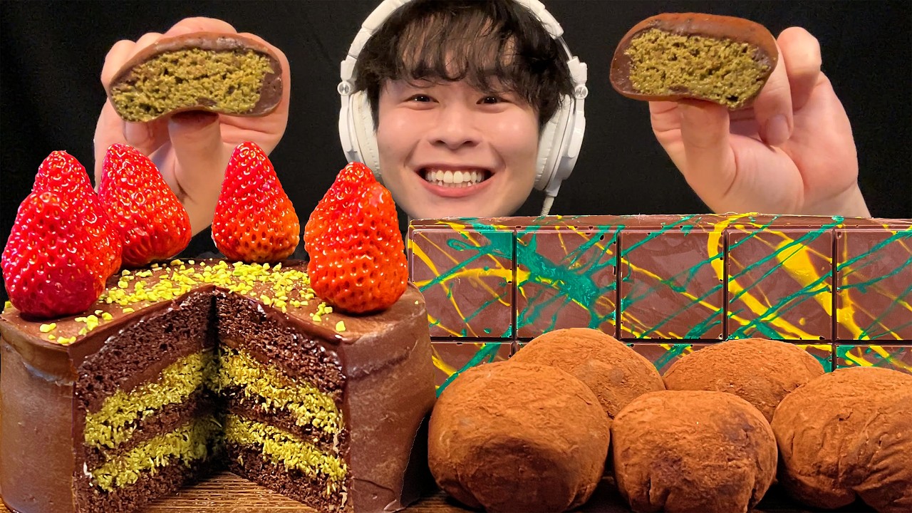【ASMR】ドバイチョコケーキ‼️【咀嚼音/mukbang/Eating Sounds】