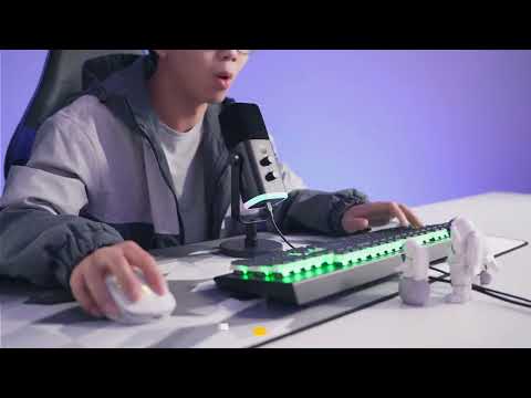 Дротовий мікрофон FIFINE Ampligame AM8, ігровий мікрофон з Type-C USB/XLR RGB для Macbook PS5 PS4 Білий, видео 1