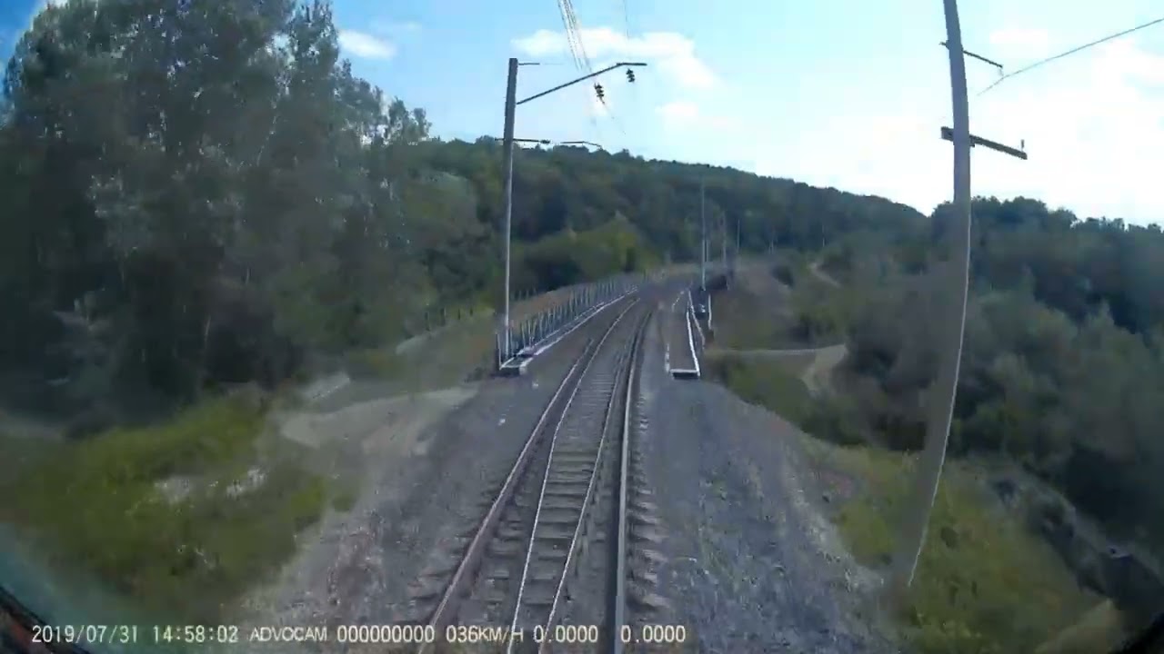 Белореченская-Туапсе из кабины машиниста грузового поезда. К сожалению звука нет. 