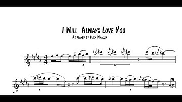 I Will Always Love You - Saxophone Solo Transcription by Kirk Whalum (Whitney Houston)