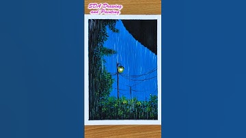 Rain at Night | Rain Painting for Beginners | Easy Acrylic Painting Ideas