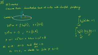 [L40] Classical Plate Theory – 7: Example (Circular Plate, Point Force at Origin, Clamped Periphery)