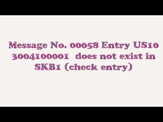 Message No. 00058 # Entry US10 3004100001 does not exist in