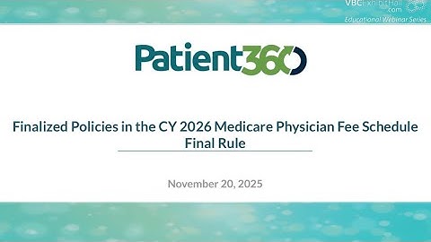Finalized Policies in the CY 2026 Medicare Physician Fee Schedule Final Rule