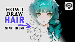 How I Draw Anime Hair ✒️Start to End: My Full Digital Process [Clip Studio Paint Tutorial]